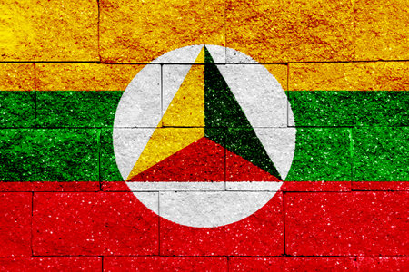 Flag and coat of arms of Shan State on a textured background. Concept collage.の写真素材