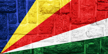 Flag of Republic of Seychelles on a textured background. Concept collage.の写真素材