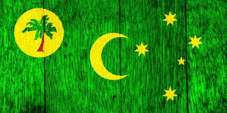 Flag of Territory of Cocos Keeling Islands on a textured background. Concept collage.の写真素材