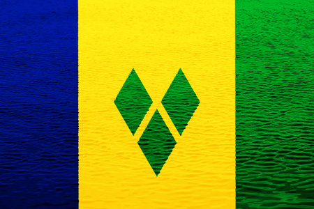 Flag of Saint Vincent and the Grenadines on a textured background. Concept collage.の写真素材