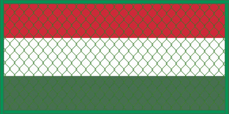 Vector illustration of the flag of Hungary under the lattice. The concept of isolationism. No war.のイラスト素材