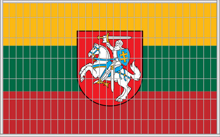 Vector illustration of Lithuania flag under the lattice. The concept of isolationism. No war.のイラスト素材