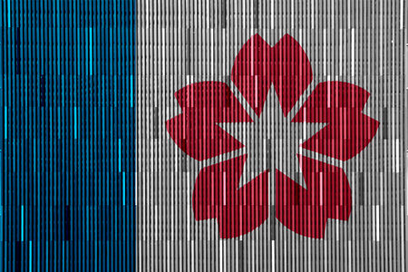 Flag of the city of Salem, capital of Oregon, USA, on a textured background. Conceptual collage.の写真素材