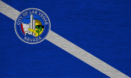 Flag of the city of Las Vegas, Nevada, USA, on a background of a plaster wall. Conceptual collage.の写真素材