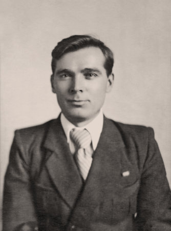 Retro portrait of a young man. Vintage photo of a man. Circa 1930s.の写真素材