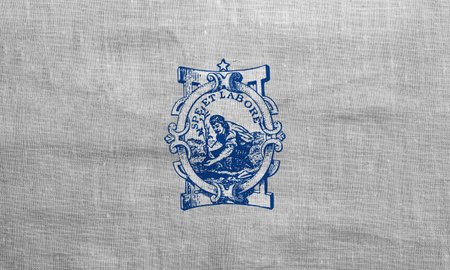 Flag of the city of Paterson, New Jersey, USA, on a background of fabric texture. Conceptual...