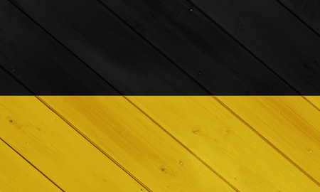 Official flag of Baden-Wurttemberg. Germany. Conceptual collage on wood texture.の写真素材