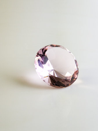 Pink crystal crystal on a white background. Close-up.の写真素材