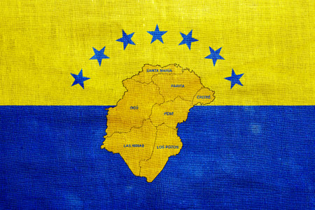 Flag of Herrera. Province of Panama. Conceptual collage on fabric texture.