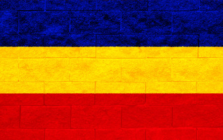 Official flag of Los Santos. Province of Panama. Conceptual collage on the texture of a stone wall.の写真素材