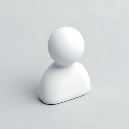 Minimalist white figure on gray backdrop, symbolic of anonymity, user icon, or a clean profileの素材