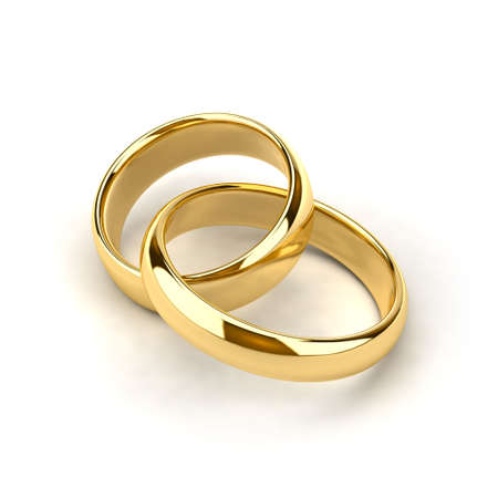 Two wedding rings, like links in the chain are interconnected Two wedding rings, like links in the chain are interconnected