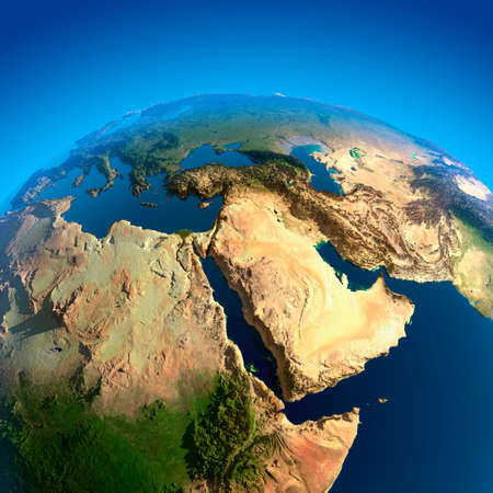 Egypt, Sudan, Ethiopia, Somalia, Saudi Arabia and other countries of the Middle East. The view from the satellitesの写真素材