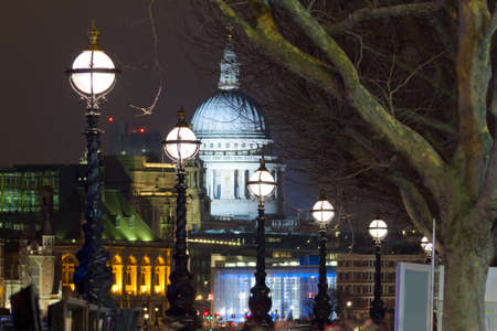 Thames at night  View of St Paulの写真素材