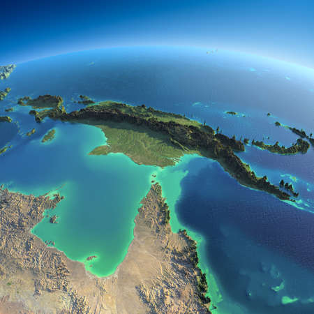 Highly detailed planet Earth in the morning  Exaggerated precise relief lit morning sun  Detailed...
