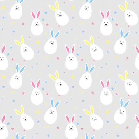 Vector seamless background with cute Easter bunnies.のイラスト素材