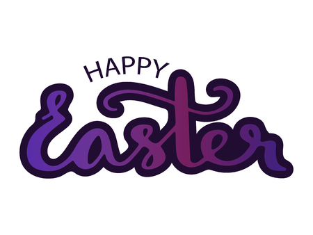 Happy easter. Vector illustration with handwritten lettering in ltraviolet colors for greeting card.のイラスト素材