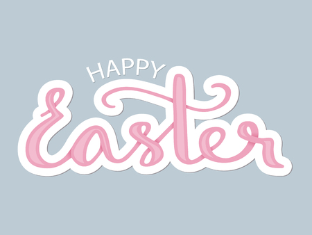 Happy easter. Vector illustration with handwritten lettering in pastel colors for greeting card.のイラスト素材