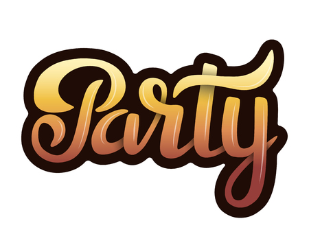 Vector handwritten lettering party isolated on white background.のイラスト素材