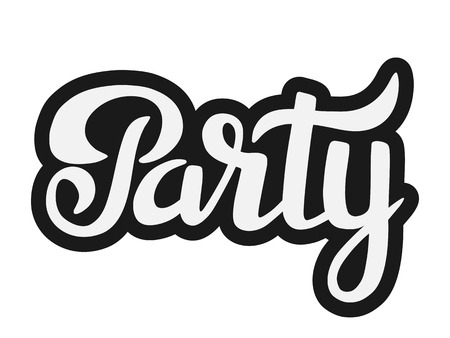 Vector handwritten lettering party isolated on white background.のイラスト素材