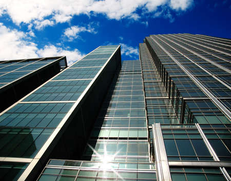 Buildings in Canary Wharf, Londonの写真素材