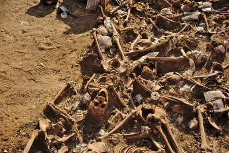 In 1936, just at the beginning of the Spanish Civil War, dozens of non-fascist Citizens Were Carried from Burgos to mount Estepar. Over there, They Were shot by a platoon of Franco's army and buried in a mass grave Until 2014-2015.のeditorial素材