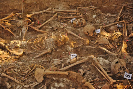 In 1936, just at the beginning of the Spanish Civil War, dozens of non-fascist Citizens Were Carried from Burgos to mount Estepar. Over there, They Were shot by a platoon of Franco's army and buried in a mass grave Until 2014-2015.のeditorial素材