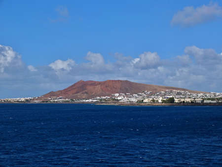 Lanzarote from boat on the way to Fuerteventuraの写真素材