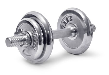 Chromed fitness exercise equipment dumbbell weightの写真素材
