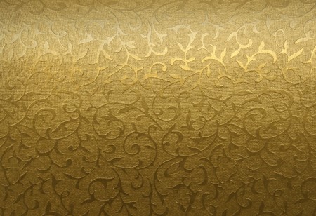 Golden floral ornament brocade textile pattern の写真素材
