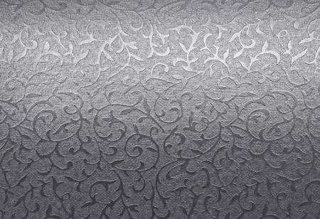Silver floral ornament brocade textile pattern の写真素材