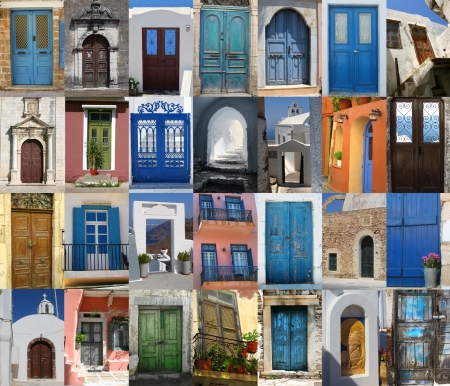 Golorful Greek doors collection compilation の写真素材
