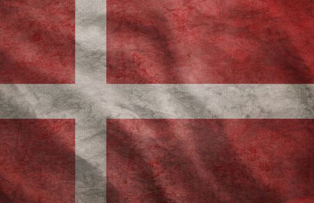 Weathered Denmark flag grunge rugged condition wavingの写真素材