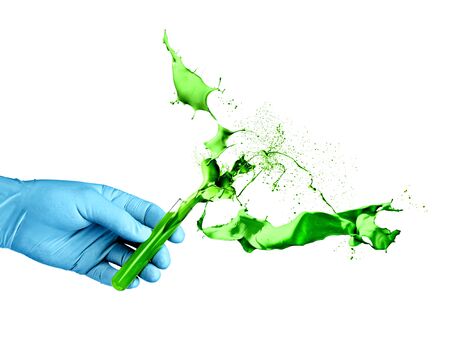 Accident in laboratory test, toxic splash isolatedの写真素材