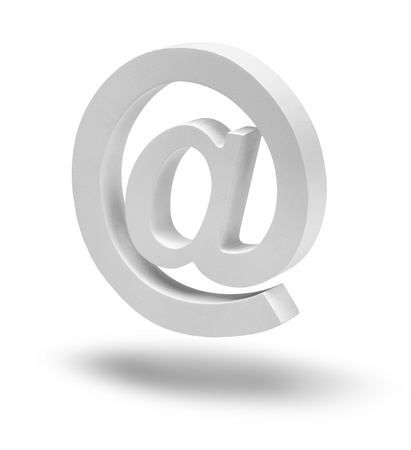 Realistic e-mail sign symbol floating aloft isolated on whiteの写真素材