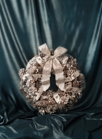 Christmas decoration wreath luxury vintage style hand-colouredの写真素材