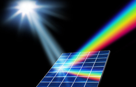Solar panel collector turning sunlight into energy spectrumの写真素材