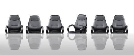 Meeting of the board chairs behind table business conceptの写真素材