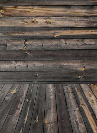 Rough old weathered wooden wall and table product photo backgroundの写真素材