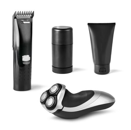 Men's hair and beard styling accessories set isolatedの写真素材