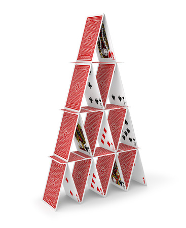 House of cards tower 3D isolated on whiteの写真素材