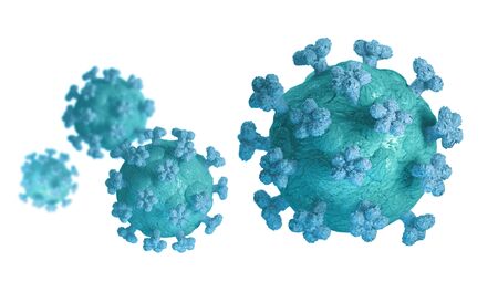 Coronavirus close-up macro 3D rendering isolated on white