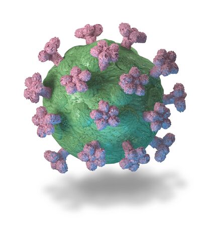 Coronavirus close-up macro 3D rendering isolated on whiteの写真素材