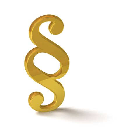 Golden section mark 3d on white background, for law and order conceptの写真素材