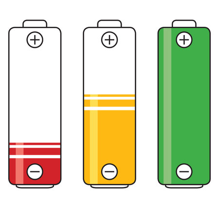 Low, charging and full battery power energy level symbols vector graphicsのイラスト素材