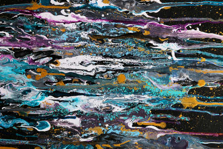 Modern marbled liquid acrylic paint pouring texture, creative contemporary backgroundの写真素材
