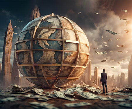Great global economic depression, money recession concept, AI generatedの素材