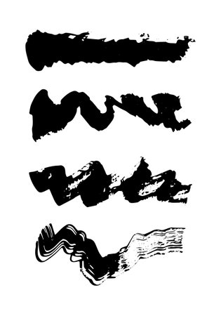 Brushes 3.Grunge brush strokes.Vector linear strokes,abstract ink backgrounds.Illustrations for design,banners,backgrounds,textures.のイラスト素材