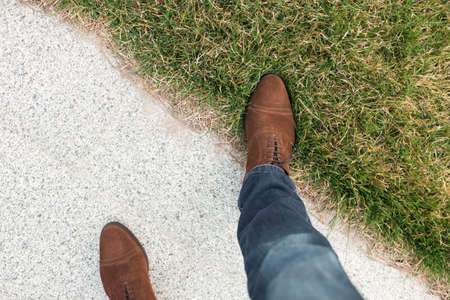 From asphalt to grassの写真素材