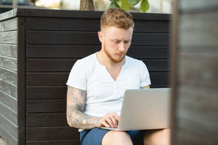 He freelance works anywhereの写真素材